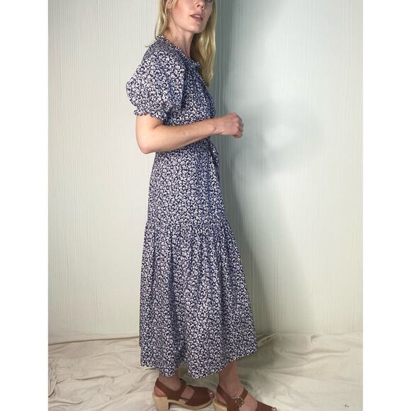 REBECCA TAYLOR LA VIE Floral Cotton Puff Sleeve Prairie Maxi Dress US XS - Picture 6 of 13